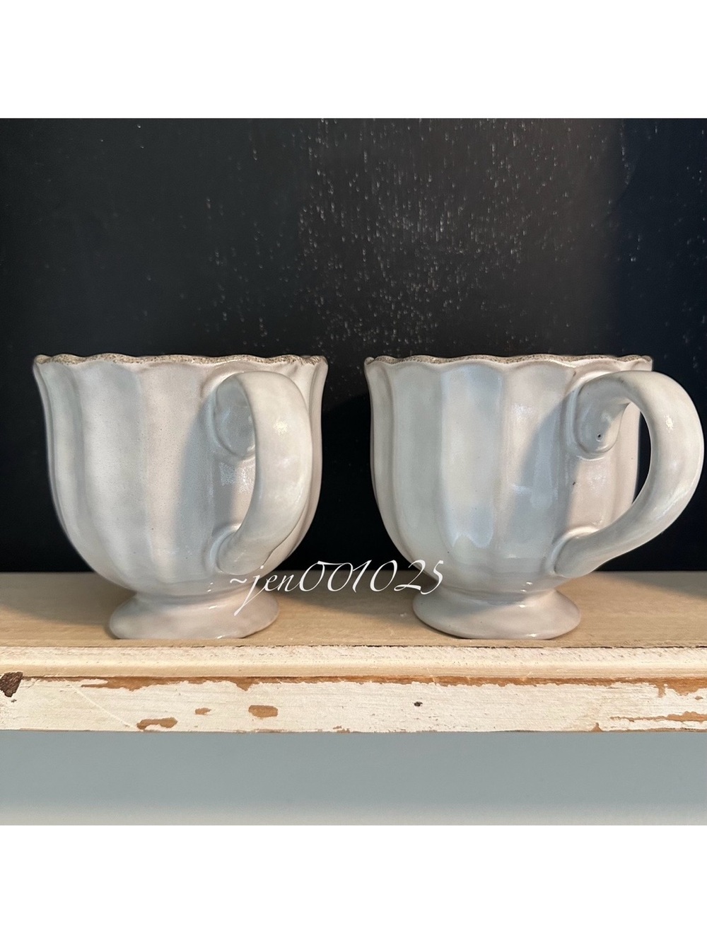 2pc 12oz Scalloped Edge Ceramic Mug with Foot Sour Cream- Hearth & Hand Magnolia - Picture 6 of 12